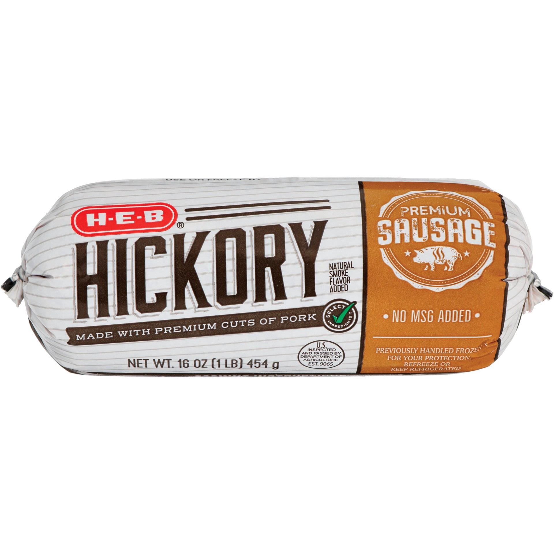 slide 1 of 1, H-E-B Fresh Hickory Smoke Flavored Pork Sausage, 16 oz