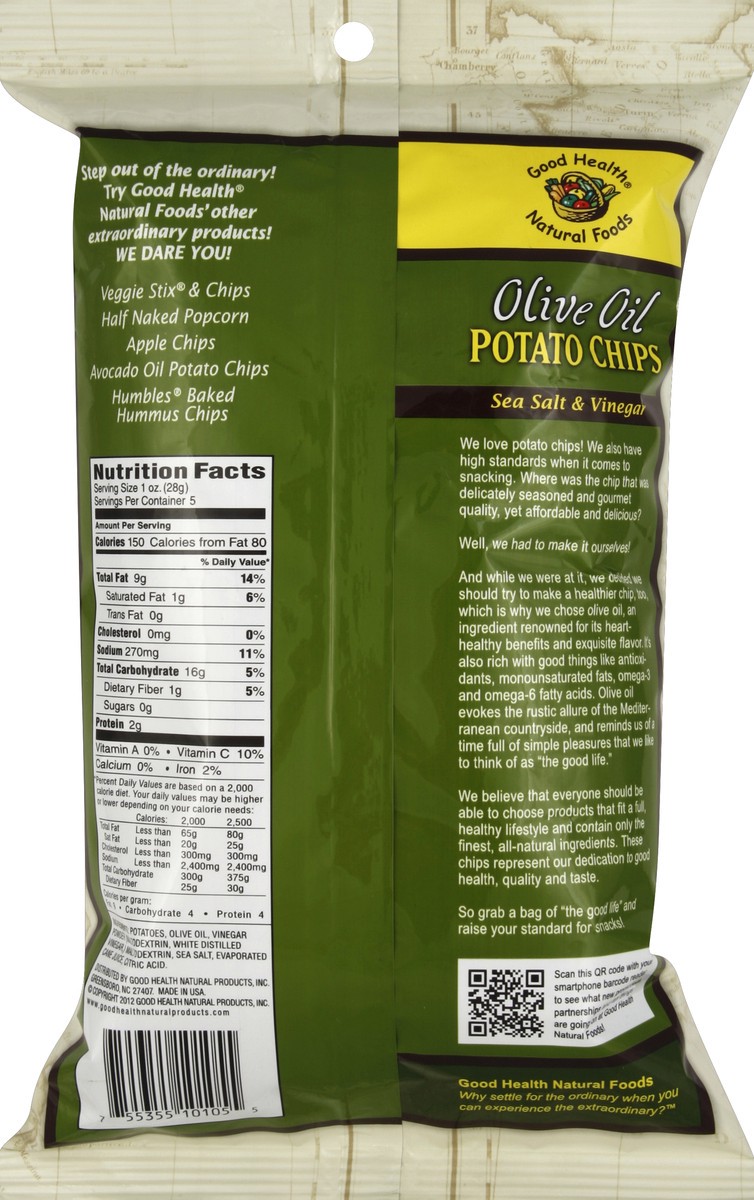 slide 6 of 6, Good Health Olive Oil Sea Salt & Vinegar Kettle Chips, 5 oz