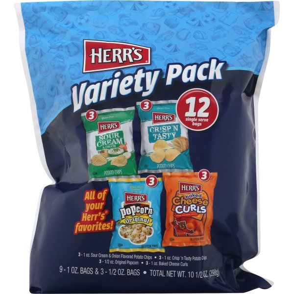 slide 1 of 1, Herr's Variety Pack Chips, 12 ct