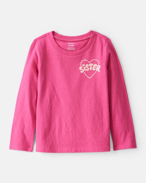 slide 1 of 4, Carter's Carters Toddler Girl Sisterhood Long-Sleeve Graphic Tee - Pink Pink 5T, 1 ct