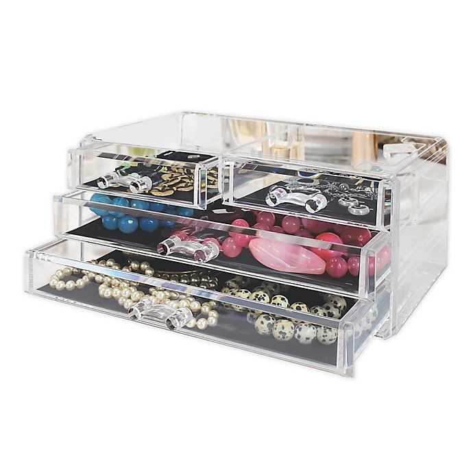 slide 1 of 1, Splash Home 4-Drawer Jewelry and Cosmetic Organizer - Clear, 1 ct