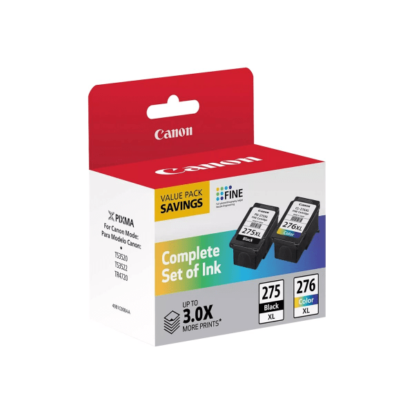 slide 2 of 4, Canon Pg-275Xl/Cl-276Xl High-Yield Black And Tri-Color Ink Cartridges, Pack Of 2, 4981C008, 2 ct
