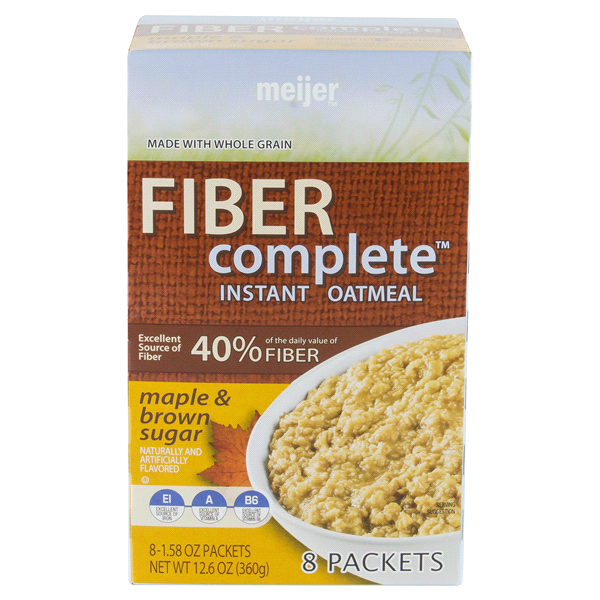 slide 1 of 5, Meijer Instant Oatmeal High Fiber Maple & Brown Sugar, 12.6 oz