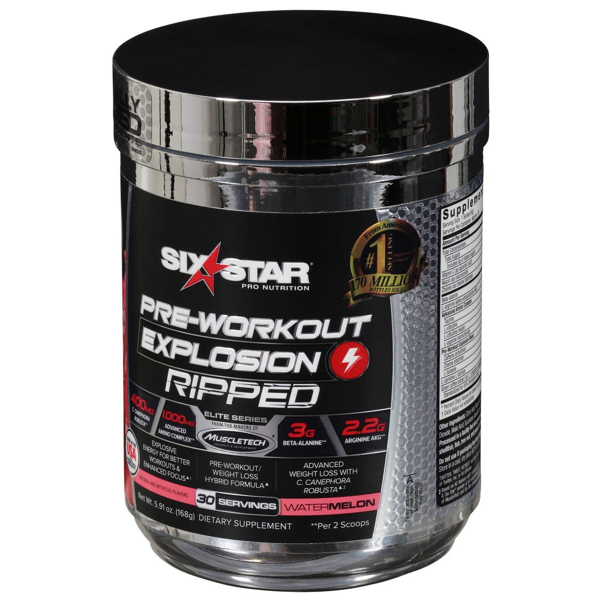 slide 3 of 9, Six Star Explosion Ripped Watermelon Pre-Workout 5.91 oz, 5.91 ct