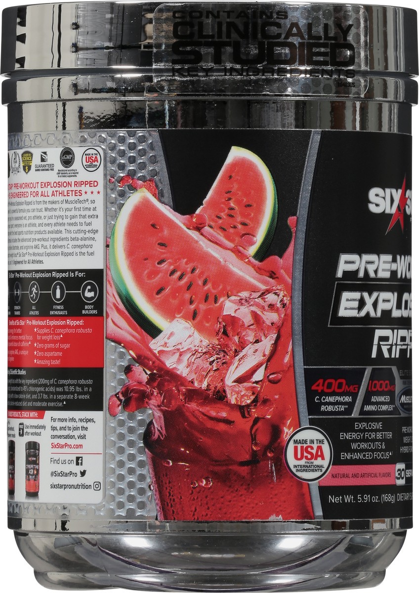 slide 7 of 9, Six Star Explosion Ripped Watermelon Pre-Workout 5.91 oz, 5.91 ct