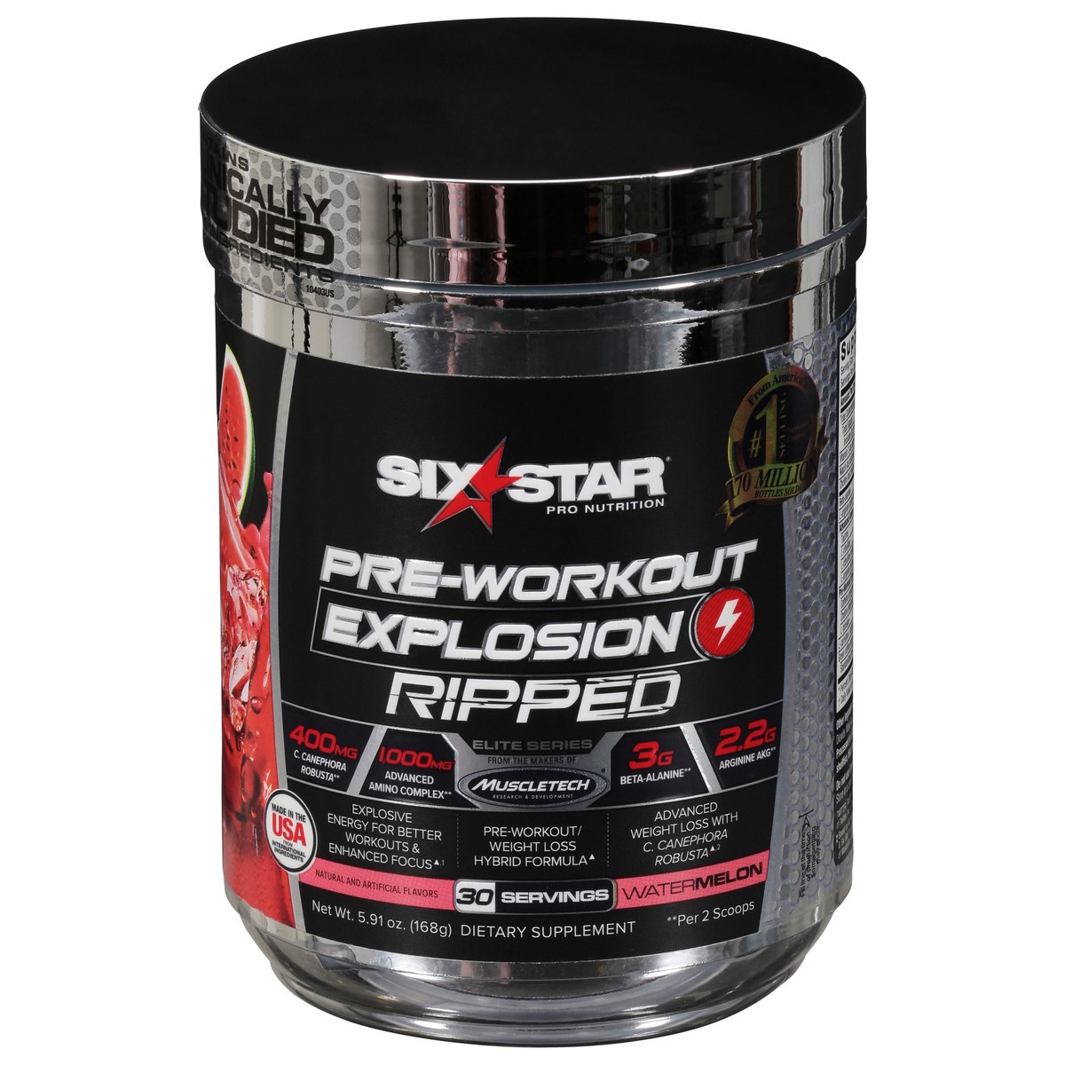 slide 1 of 9, Six Star Explosion Ripped Watermelon Pre-Workout 5.91 oz, 5.91 ct