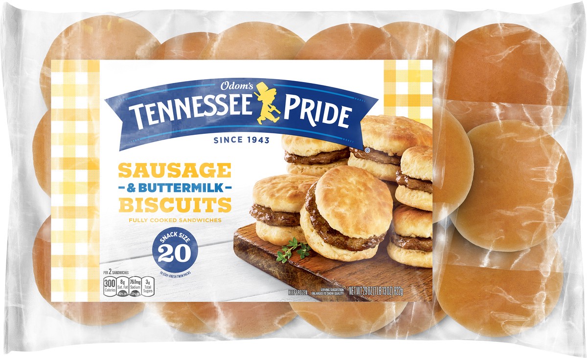 slide 2 of 2, Odom's Tennessee Pride Sausage & Buttermilk Biscuits Snack Size 20 ea, 20 ct