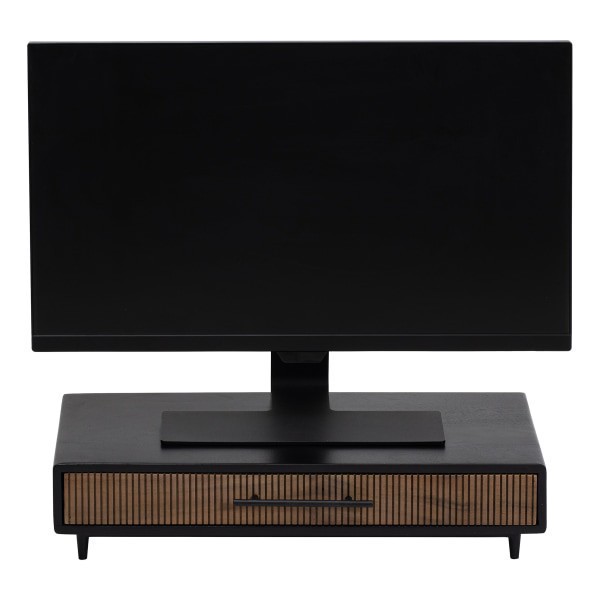 slide 3 of 6, Realspace Becker Wood/Metal Monitor Stand With Drawer For 32"" Monitors, 5-1/4""H X 21-1/2""W X 10""D, Natural/Black, 1 ct