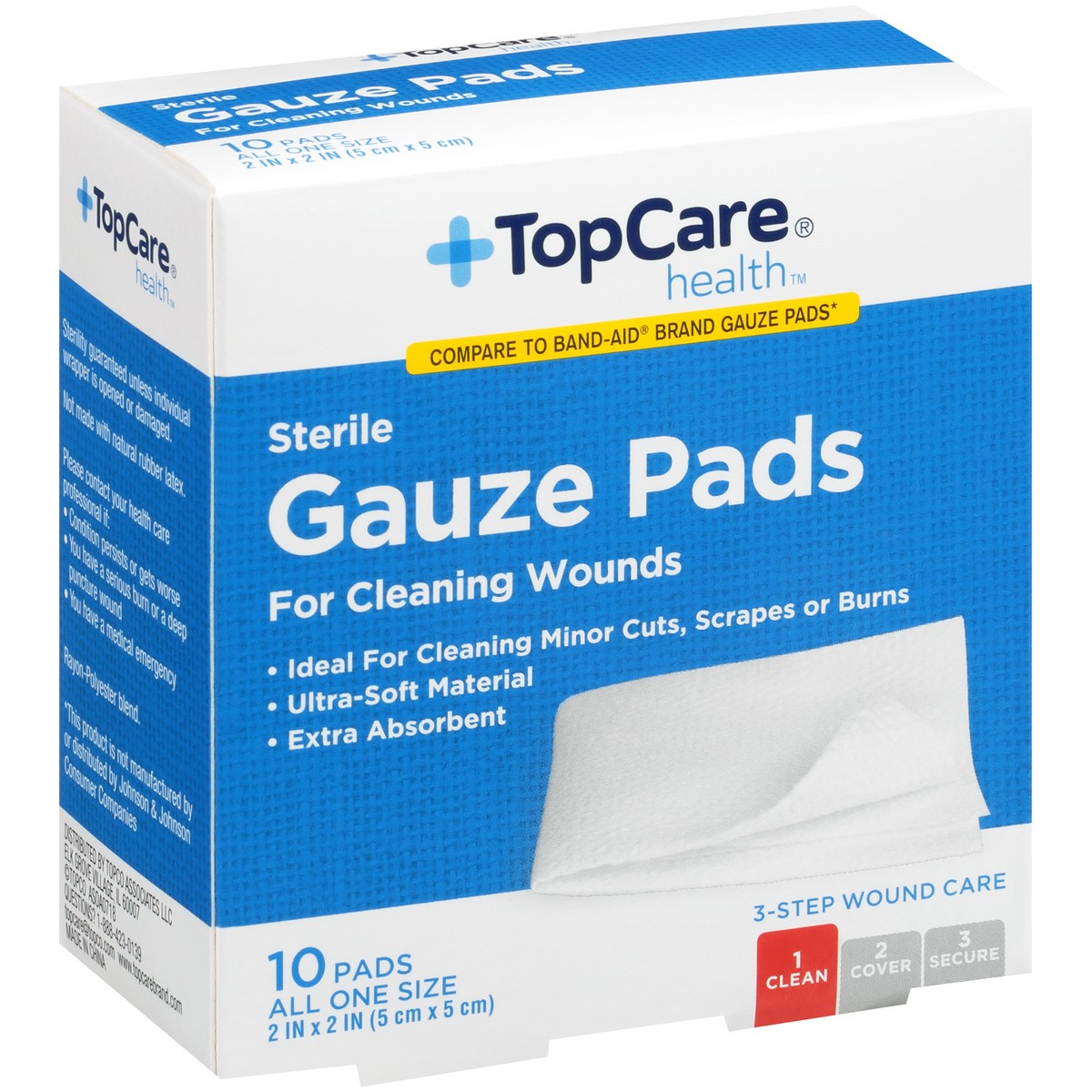 slide 2 of 8, TopCare Top Care Gauze Pads All One Size ., 10 ct; 2 in x 2 in