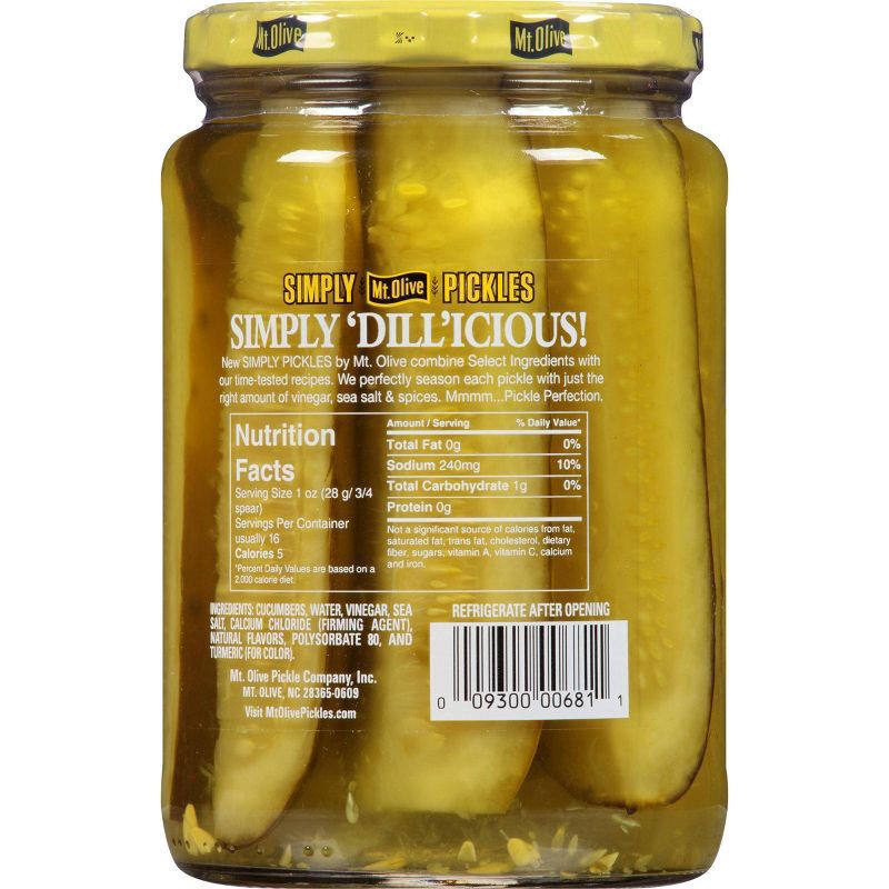 slide 4 of 4, Mt. Olive Simply Pickles Kosher Dill Spears - 24 fl oz, 24 fl oz