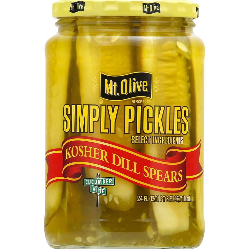 slide 1 of 4, Mt. Olive Simply Pickles Kosher Dill Spears - 24 fl oz, 24 fl oz