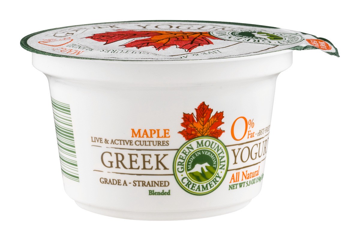 slide 2 of 9, Green Mountain Creamery Greek Fat Free Yogurt Maple, 5.29 oz