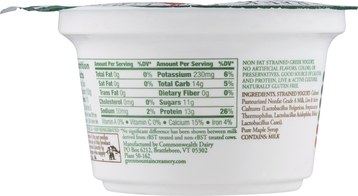 slide 9 of 9, Green Mountain Creamery Greek Fat Free Yogurt Maple, 5.29 oz