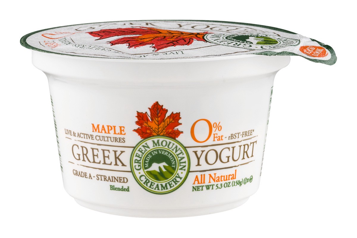 slide 1 of 9, Green Mountain Creamery Greek Fat Free Yogurt Maple, 5.29 oz