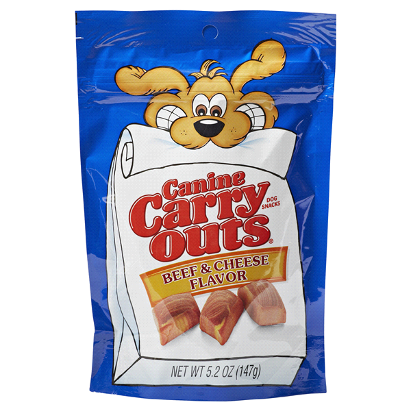 slide 1 of 1, Canine Carry Outs Beef & Cheese Dog Snacks, 5 oz