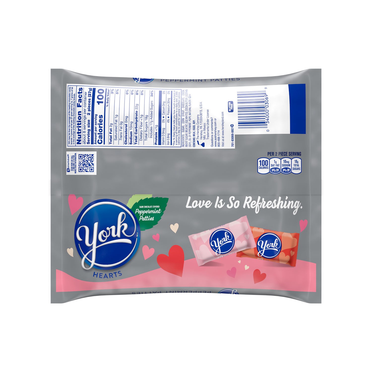 slide 2 of 2, York Dark Chocolate Peppermint Patties Heats Candy, Valentine's Day, 7.7 oz, Bag, 7.7 oz