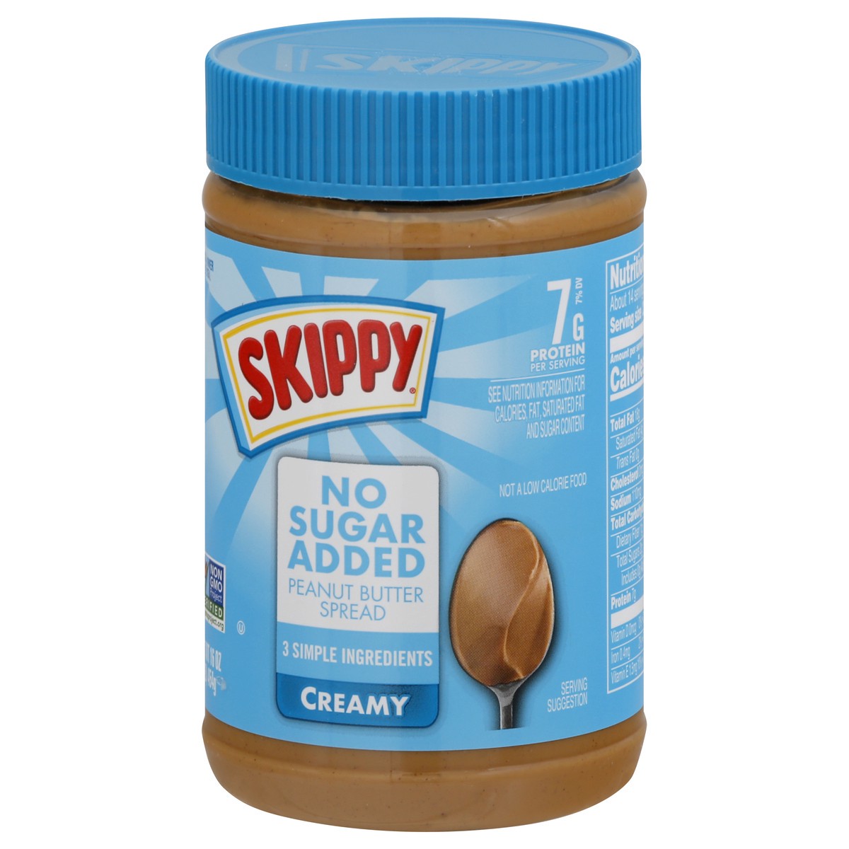 slide 10 of 12, Skippy Creamy Peanut Butter Spread No Sugar Added, 16 oz