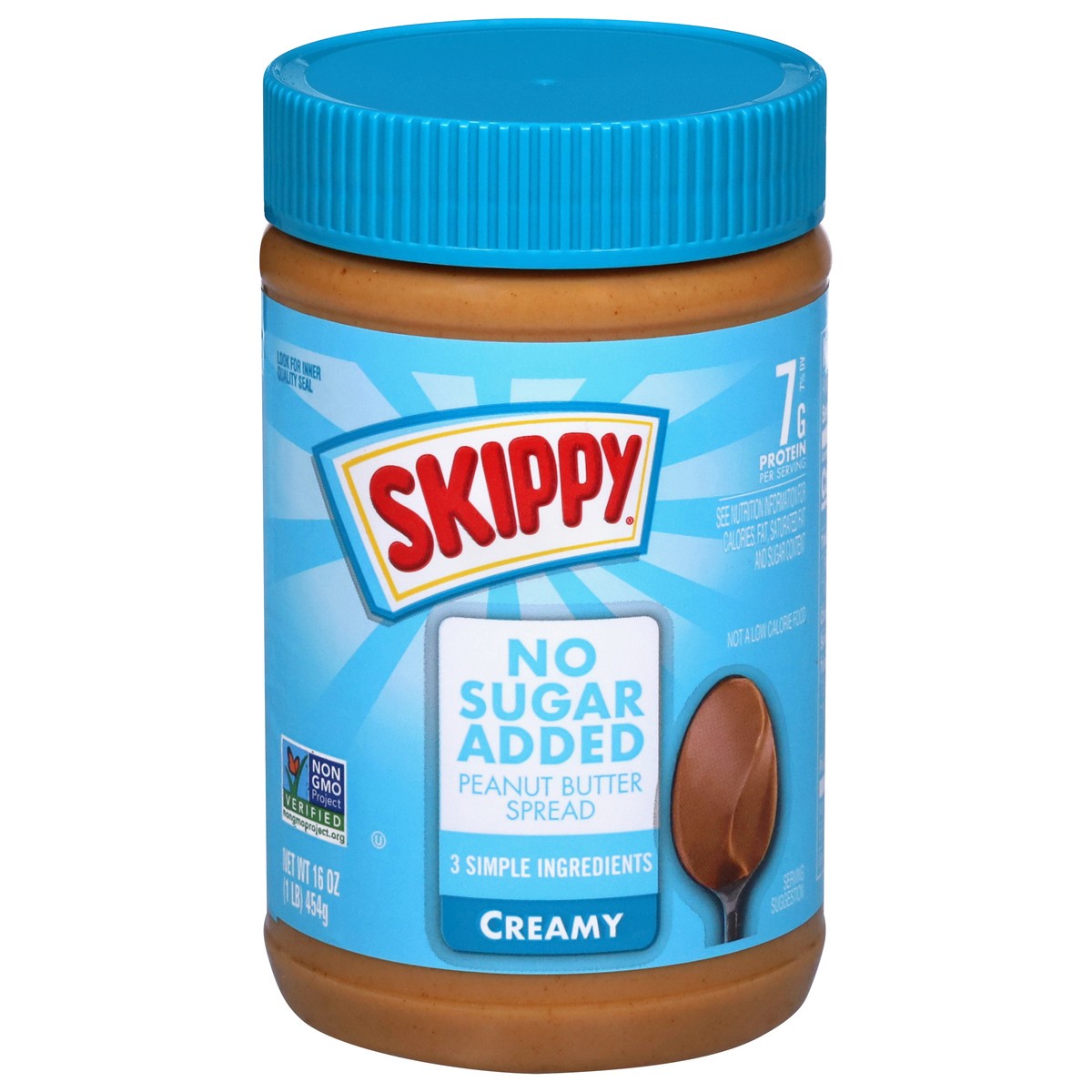 slide 1 of 12, Skippy Creamy Peanut Butter Spread No Sugar Added, 16 oz