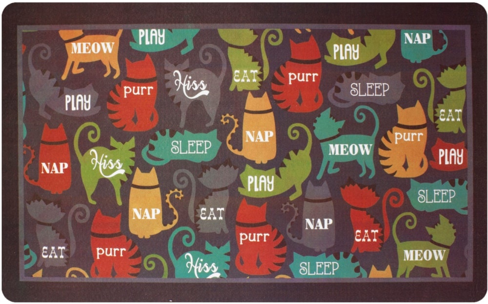 slide 1 of 1, Ritz Here Kitty Kitty Print Kitchen Mat, 18 in x 30 in