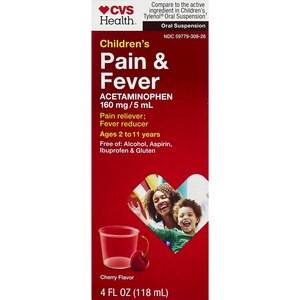 slide 1 of 1, Cvs Health Children's Pain Relief Suspension Liquid, Cherry, 4 Oz, 4 oz