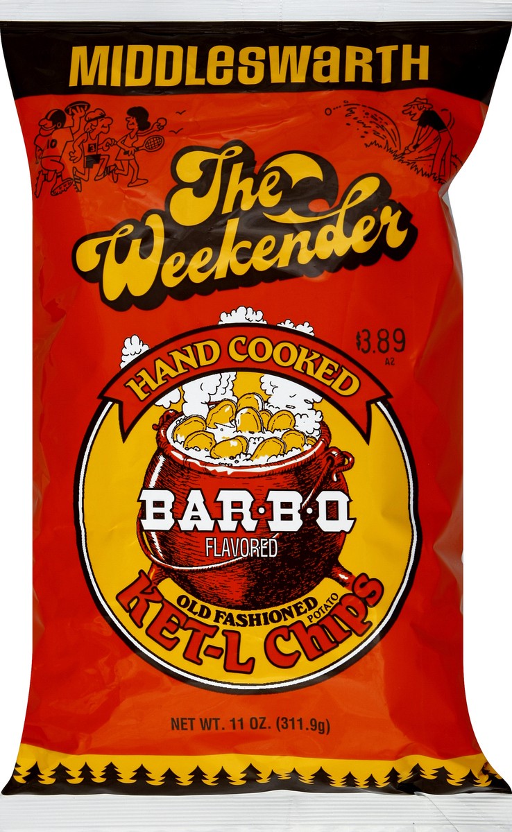 slide 2 of 5, Middleswarth The Weekender Hand Cooked Bar-B-Q Old Fashioned Ket-L Chips, 10 oz