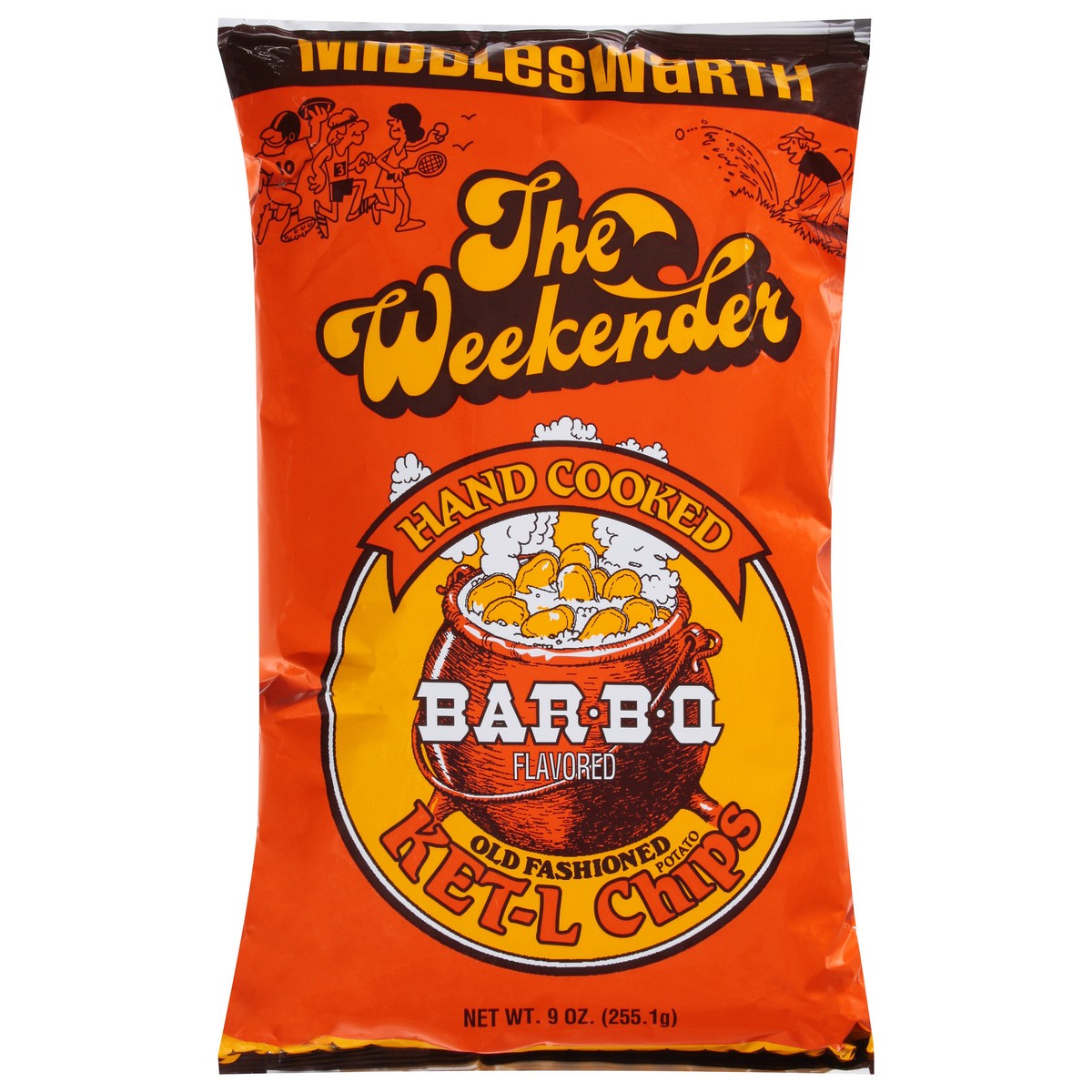 slide 1 of 5, Middleswarth The Weekender Hand Cooked Bar-B-Q Old Fashioned Ket-L Chips, 10 oz