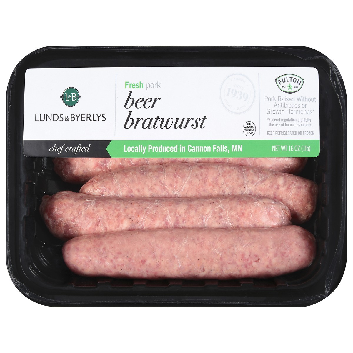 slide 1 of 9, Lunds & Byerlys Beer Fresh Pork Bratwurst 16 oz, 16 oz