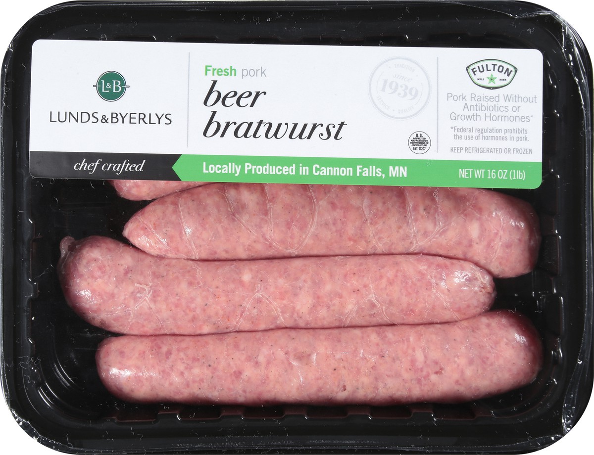 slide 5 of 9, Lunds & Byerlys Beer Fresh Pork Bratwurst 16 oz, 16 oz