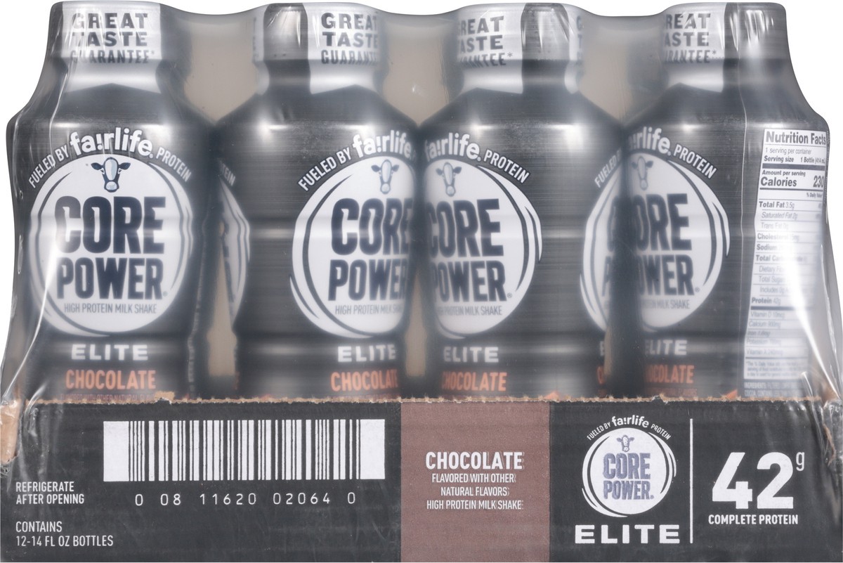 slide 10 of 14, Core Power Protein Chocolate Elite 42G Bottles, 14 fl oz, 12 Pack, 12 ct