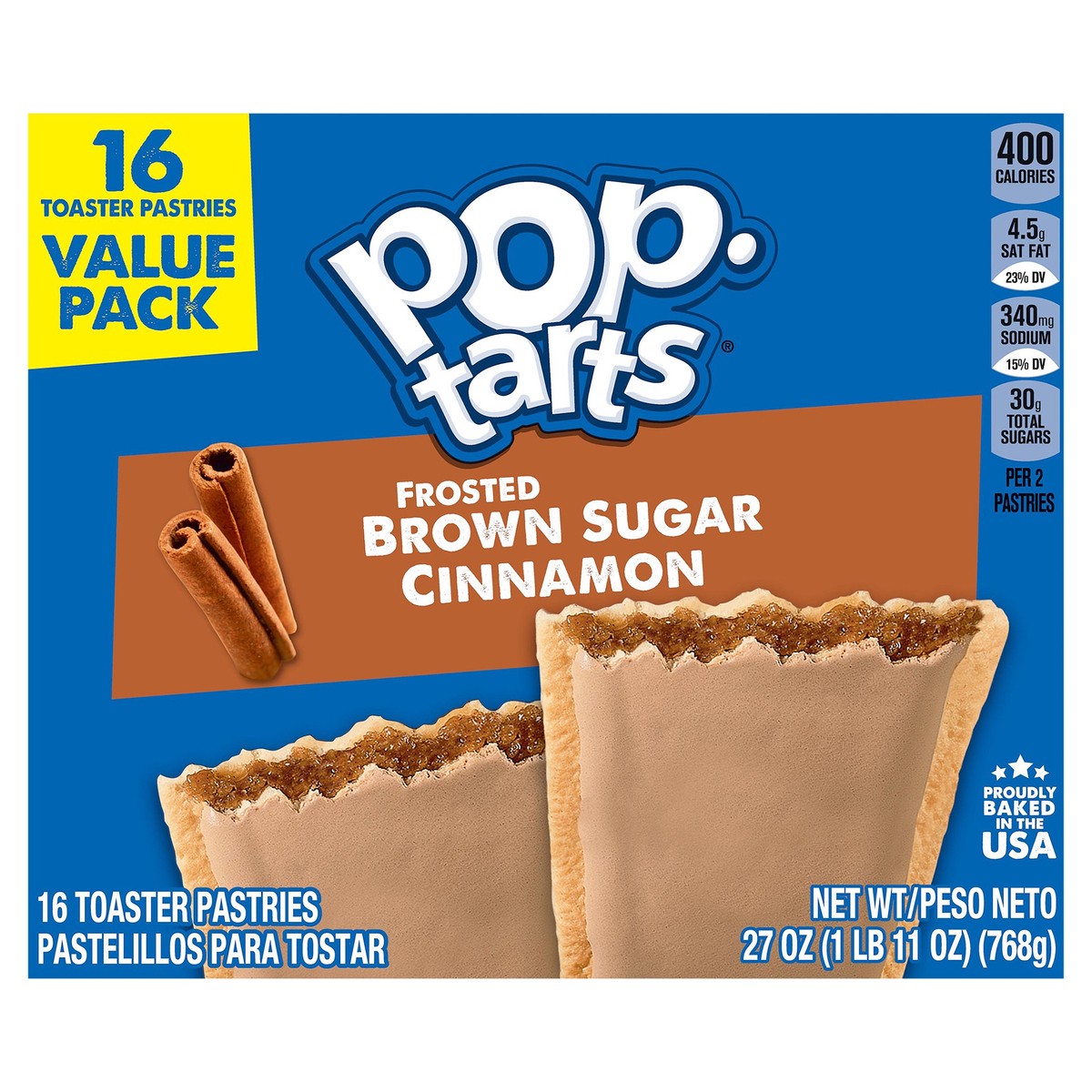 slide 8 of 12, Pop-Tarts Toaster Pastries, Frosted Brown Sugar Cinnamon, 27 oz, 16 Count, 27 oz