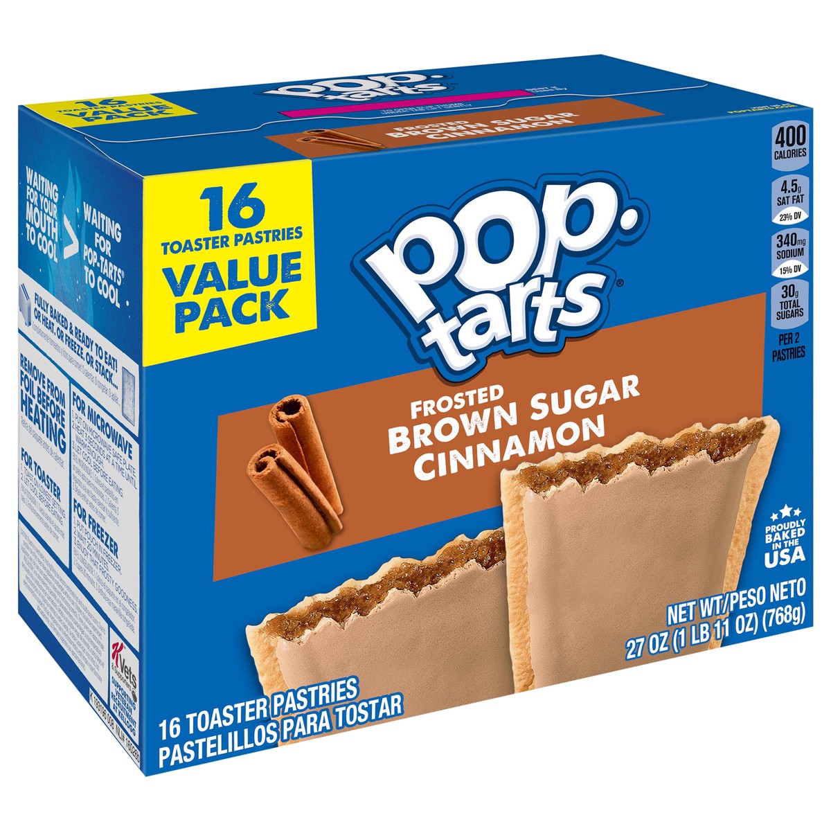 slide 4 of 12, Pop-Tarts Toaster Pastries, Frosted Brown Sugar Cinnamon, 27 oz, 16 Count, 27 oz