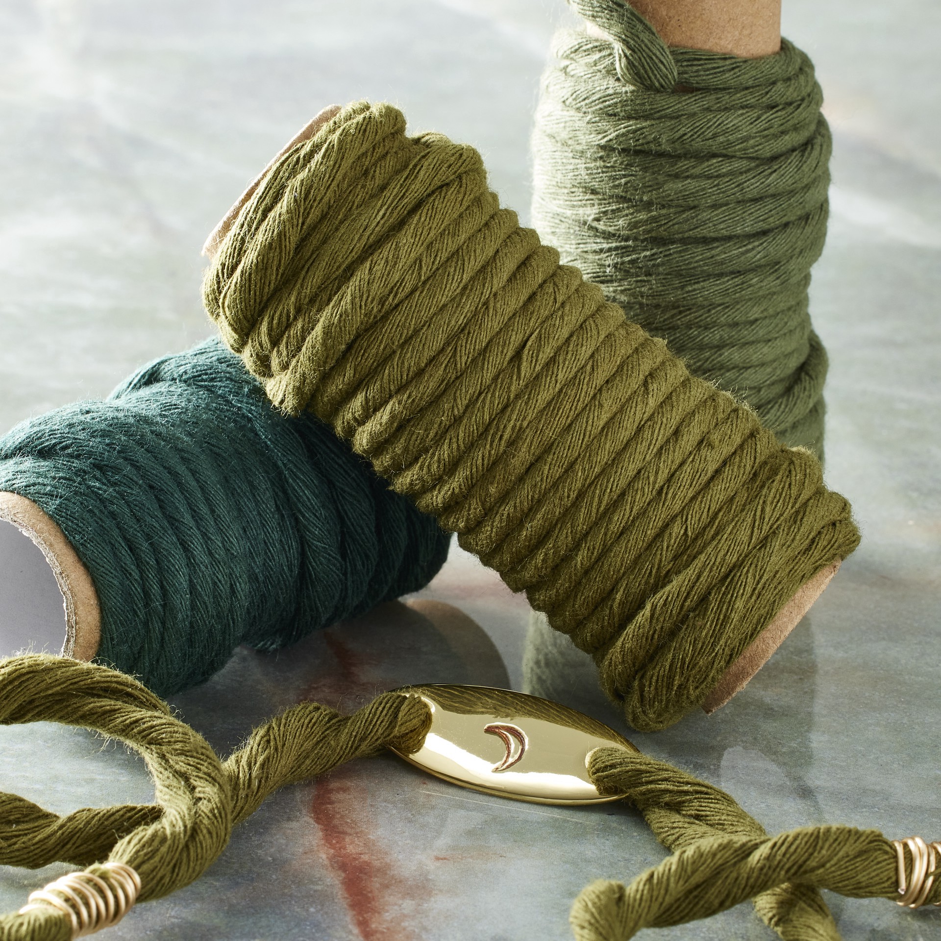 slide 2 of 3, 3mm Green Cotton Macrame Cords By Bead Landing, 3 mm