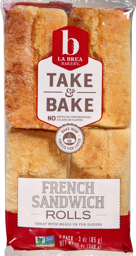 slide 1 of 1, La Brea Bakery French Sandwich Rolls, 4 Pack, 4 ct