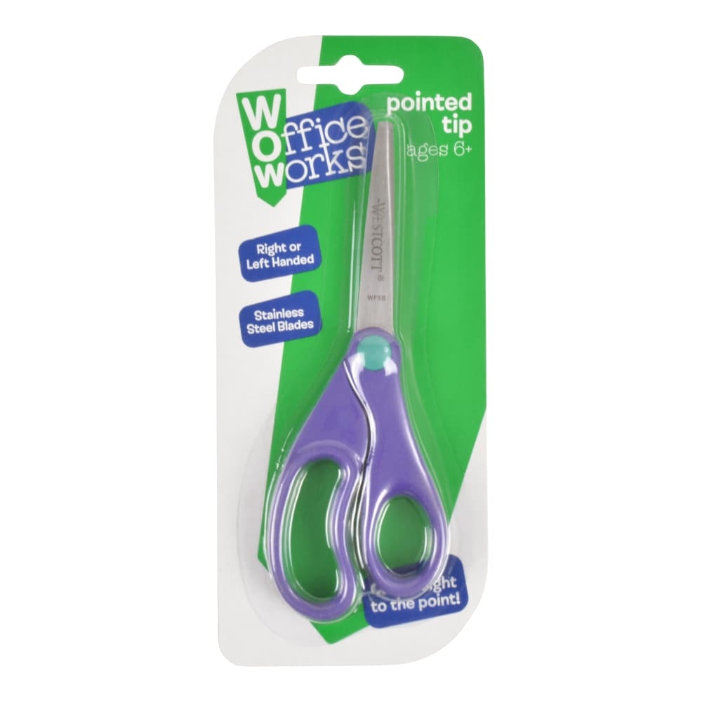 slide 1 of 1, Officeworks 5-Inch Kids' Pointed Scissors, 5 ct