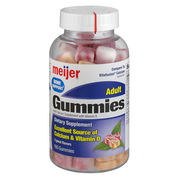 slide 1 of 1, Meijer Gummy Adult Calcium, 100 ct