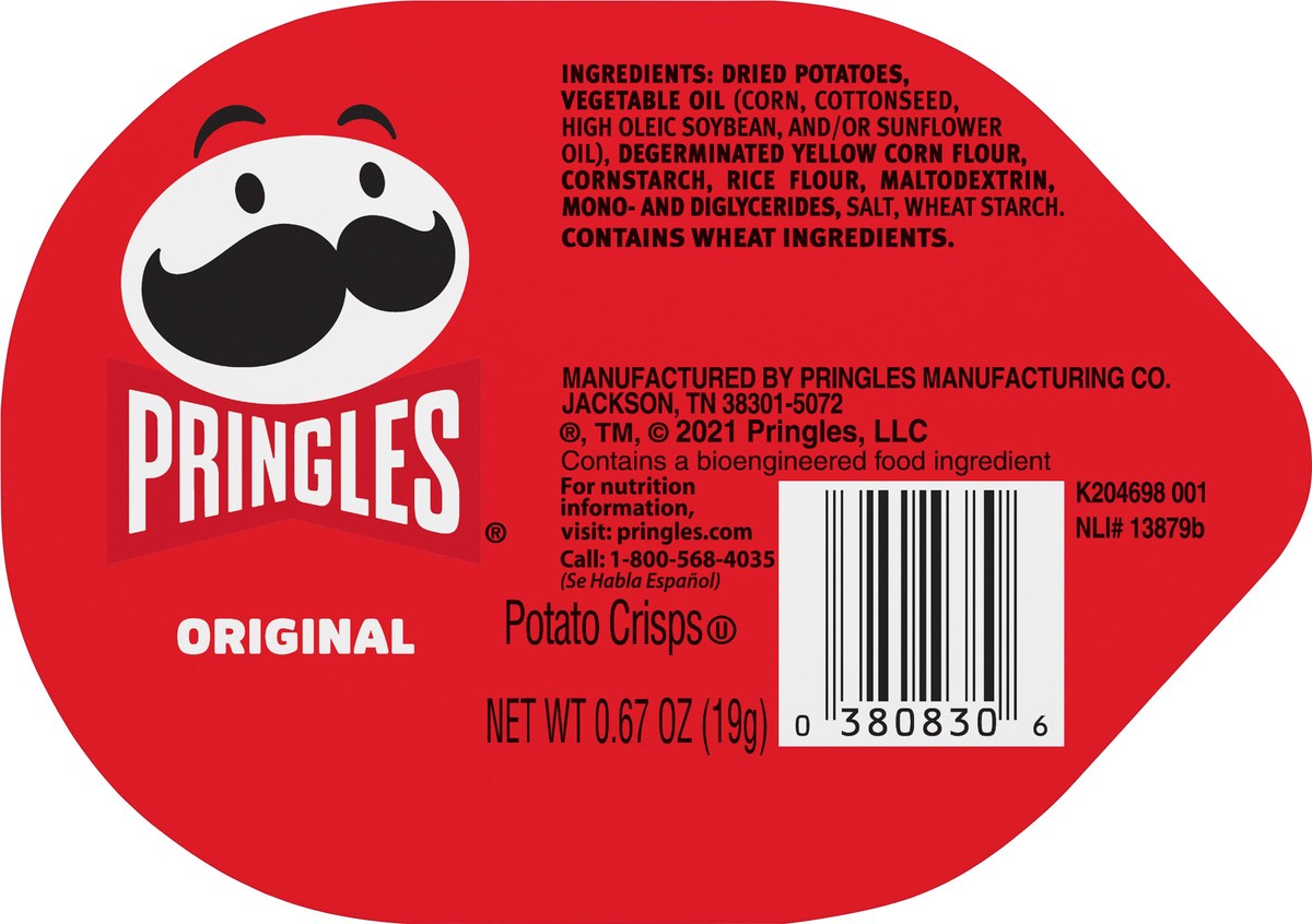 slide 9 of 12, Pringles Potato Crisps Chips, Lunch Snacks, Office and Kids Snacks, Original, 0.67oz Cup, 1 Cup, 0.67 oz