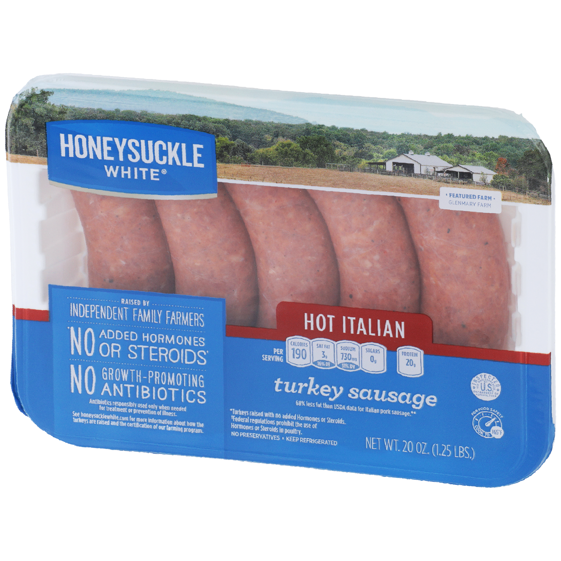 slide 7 of 7, Honeysuckle White Hot Italian Turkey Sausage, 20 oz