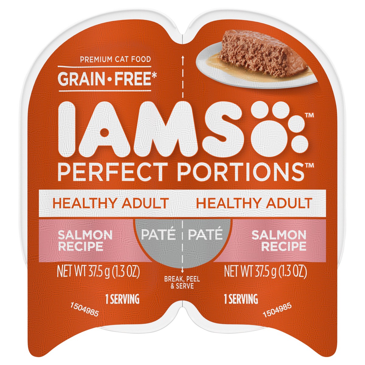 slide 1 of 5, IAMS Perfect Portions Healthy Adult Pate Grain Free Premium Salmon Recipe Cat Food Pack 2 - 1.32 oz Packs, 2 ct; 1.3 oz