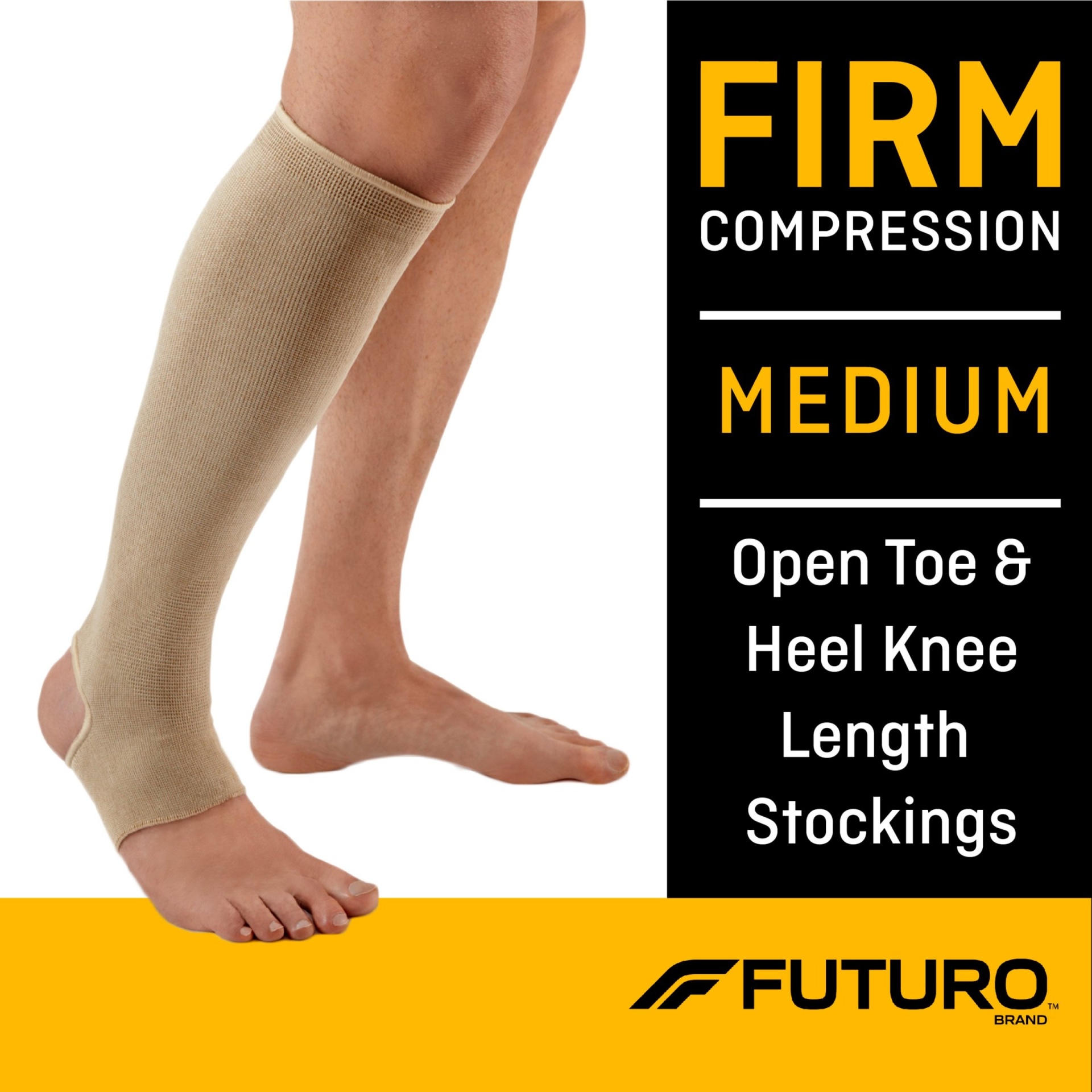 slide 1 of 1, Futuro Therapeutic Open Toe Knee Length Stockings For Men And Women, Medium, Beige, 1 ct