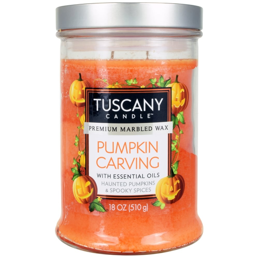 slide 1 of 1, Tuscany Candle Premium Marbled Wax Candle - Pumpkin Carving, 18 oz