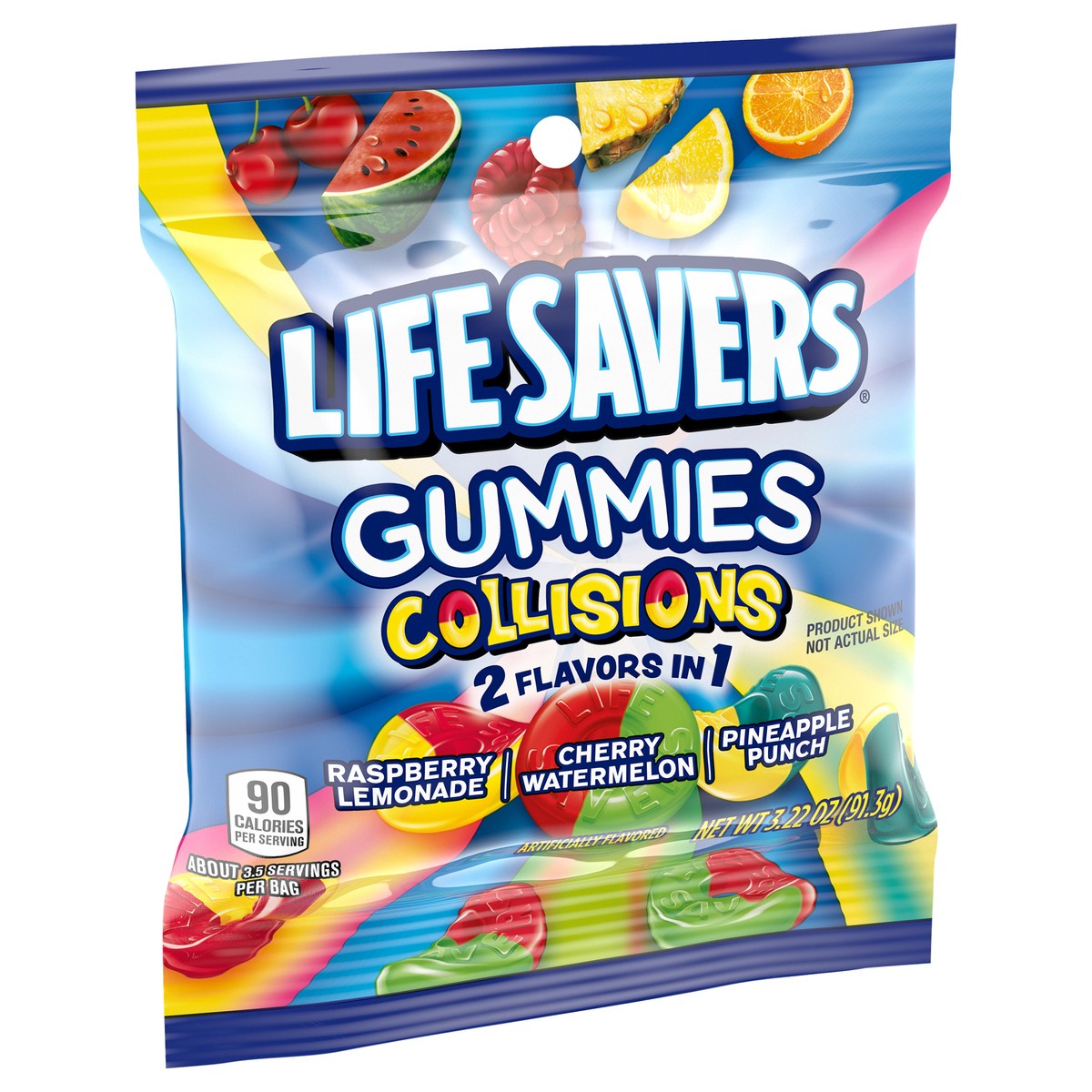 slide 3 of 10, LIFE SAVERS Collisions Gummy Candy, 3.22 oz Bag, 3.6 oz