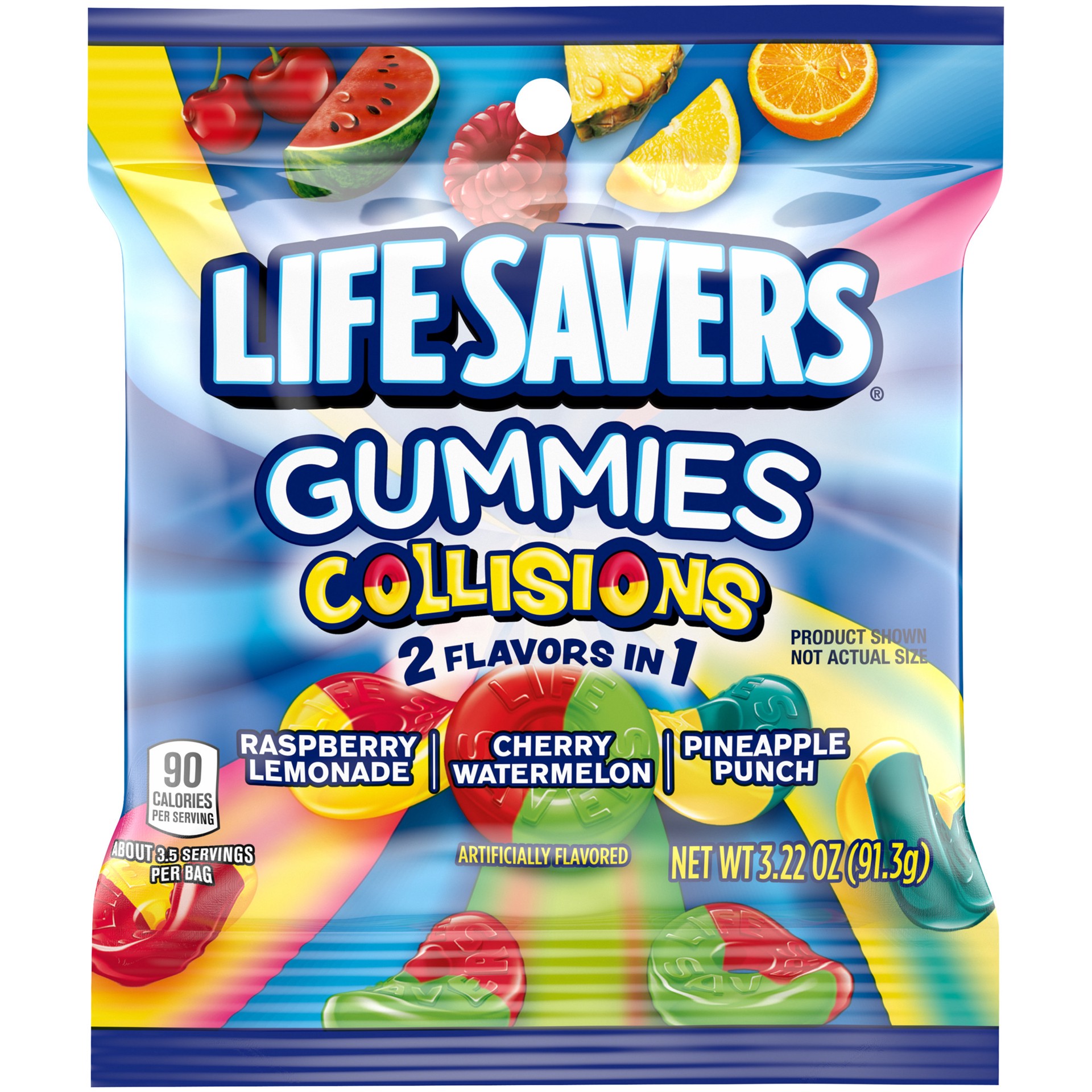 slide 1 of 10, LIFE SAVERS Collisions Gummy Candy, 3.22 oz Bag, 3.6 oz