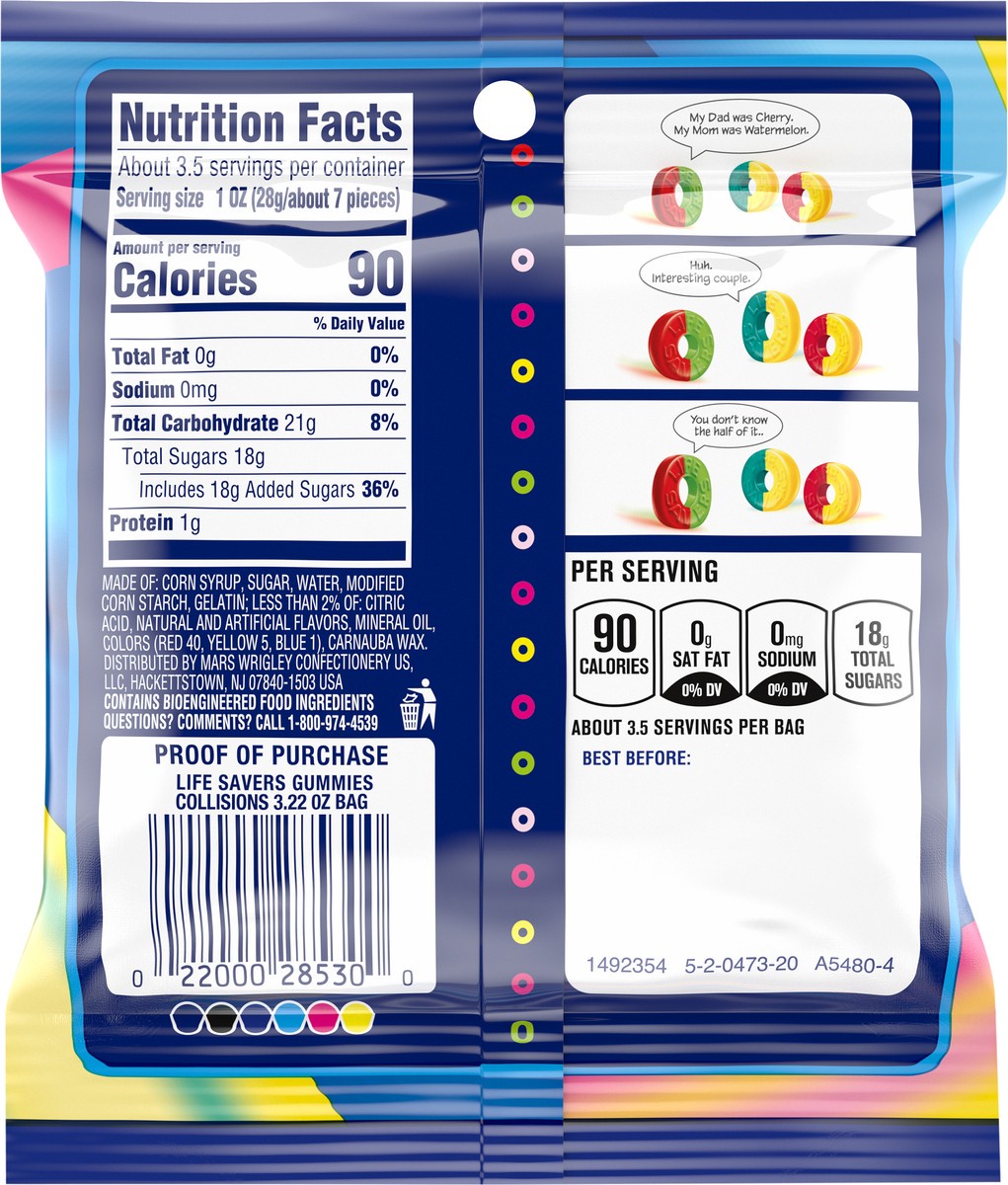 slide 10 of 10, LIFE SAVERS Collisions Gummy Candy, 3.22 oz Bag, 3.6 oz