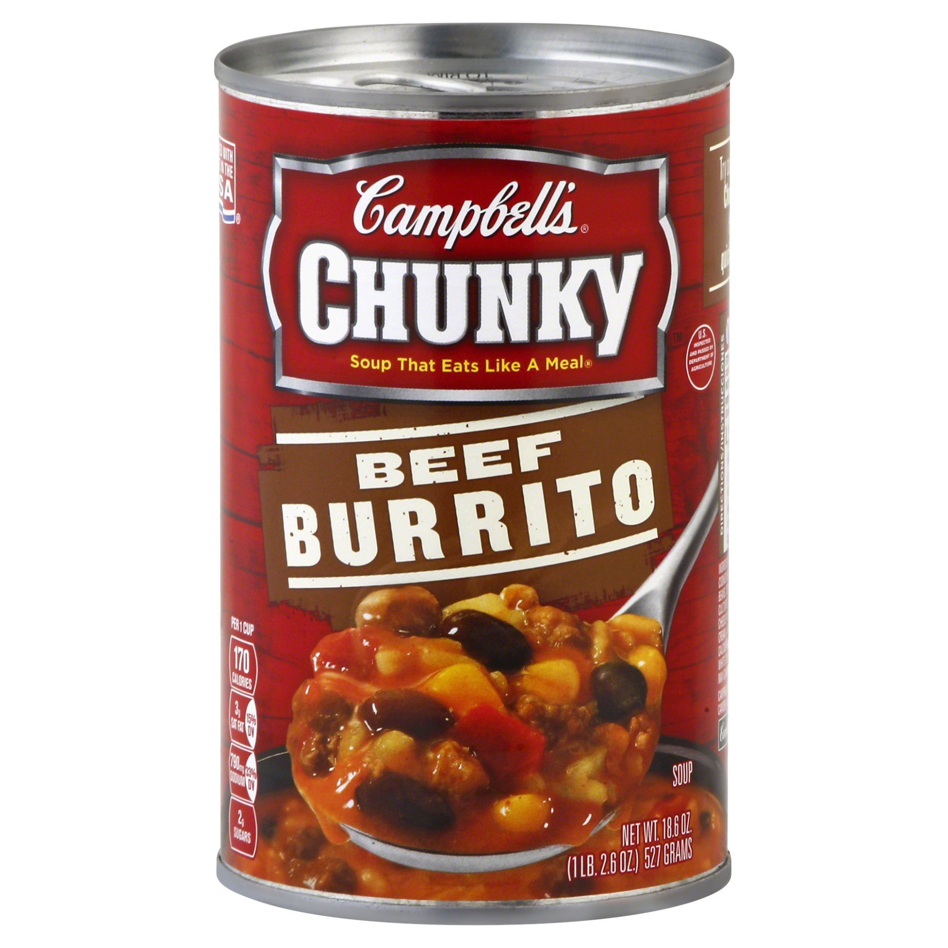 slide 1 of 7, Campbell's Chunky Beef Burrito Soup, 18.6 oz