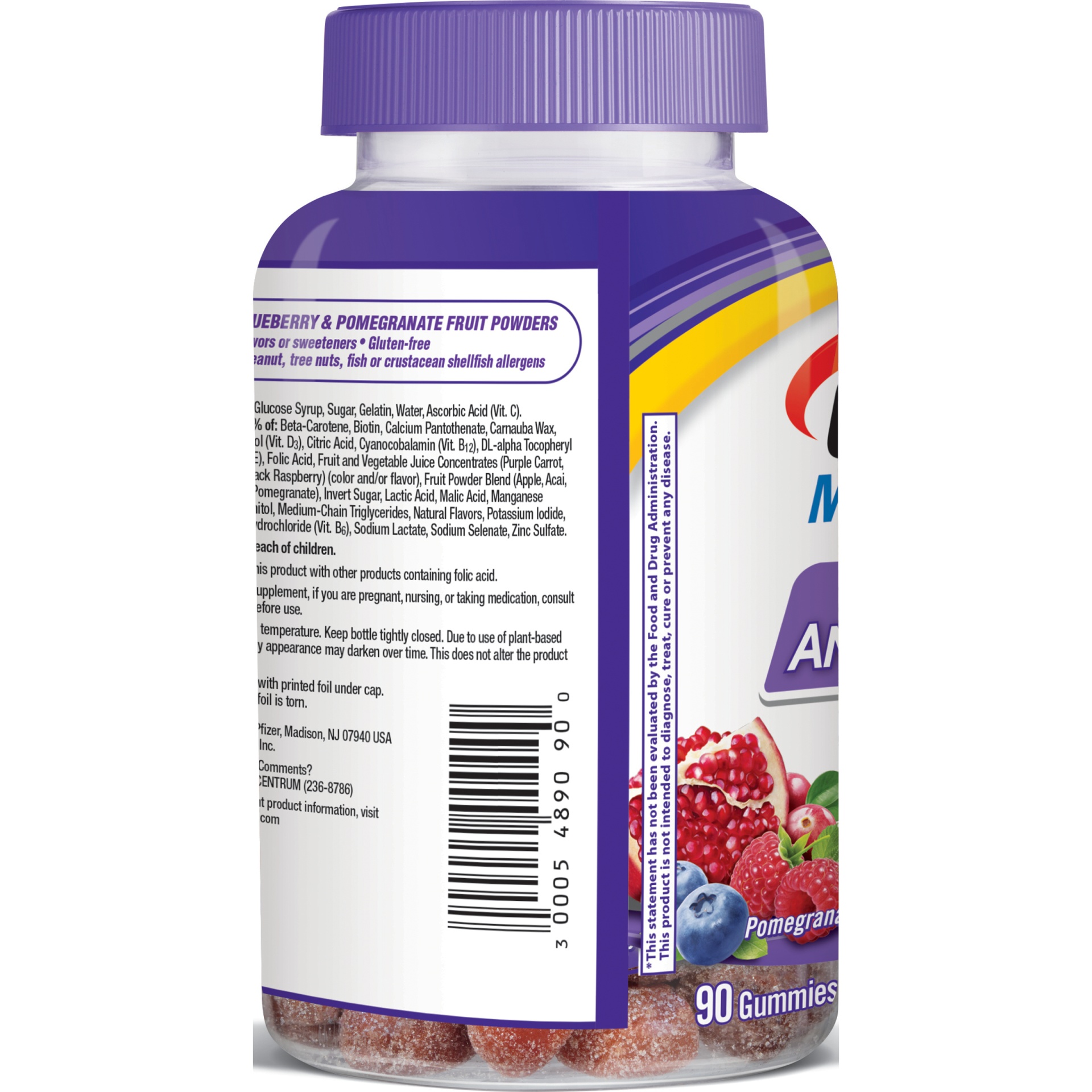 slide 2 of 5, Centrum MultiGummies Multi+Antioxidants Multivitamin/Multimineral Supplement, 90 ct