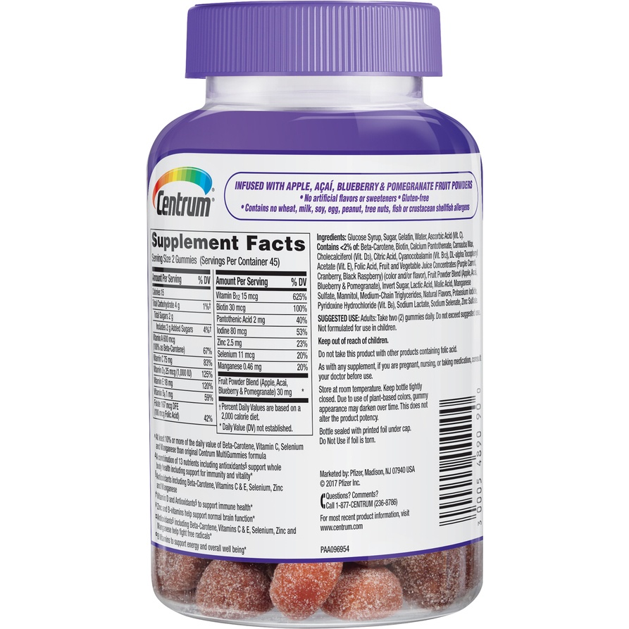 slide 4 of 5, Centrum MultiGummies Multi+Antioxidants Multivitamin/Multimineral Supplement, 90 ct