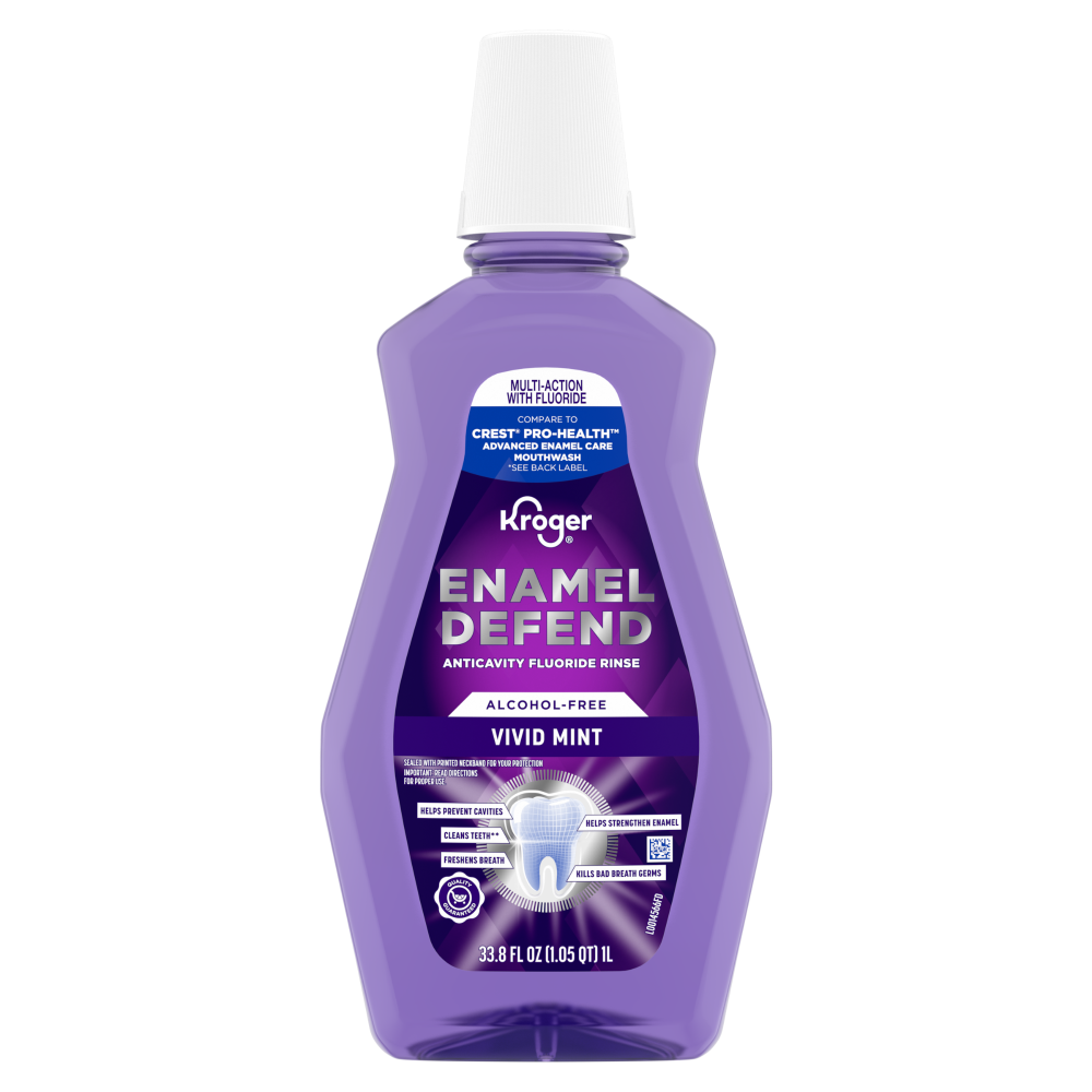 slide 1 of 1, Kroger® Vivid Mint Alcohol-Free Fluoride Mouthwash, 33.8 fl oz
