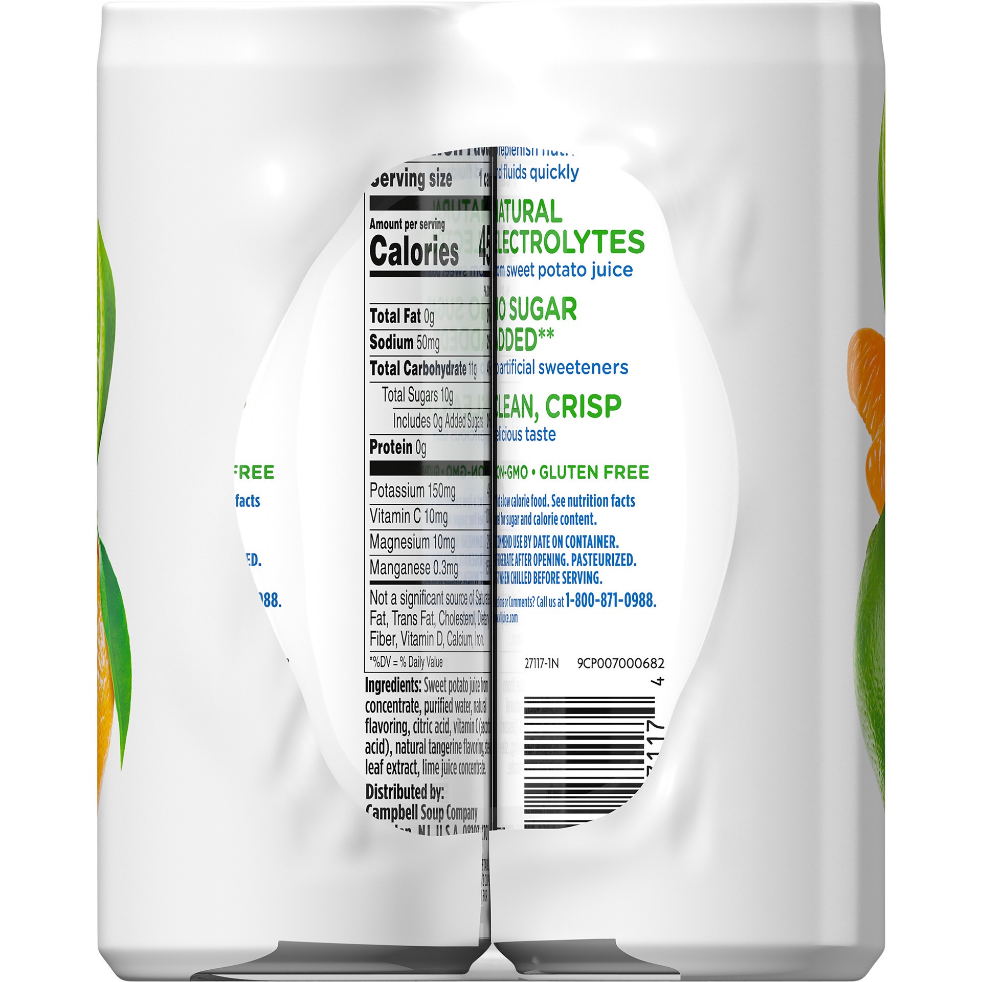 slide 3 of 5, V8 +Hydrate Plant-Based Hydrating Beverage, Lime Tangerine, 8 oz. Can (Pack of 6), 48 oz