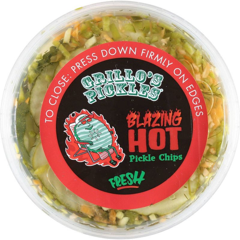 slide 3 of 4, Grillo's Pickles Blazing Hot Pickle Chips - 16oz, 16 fl oz