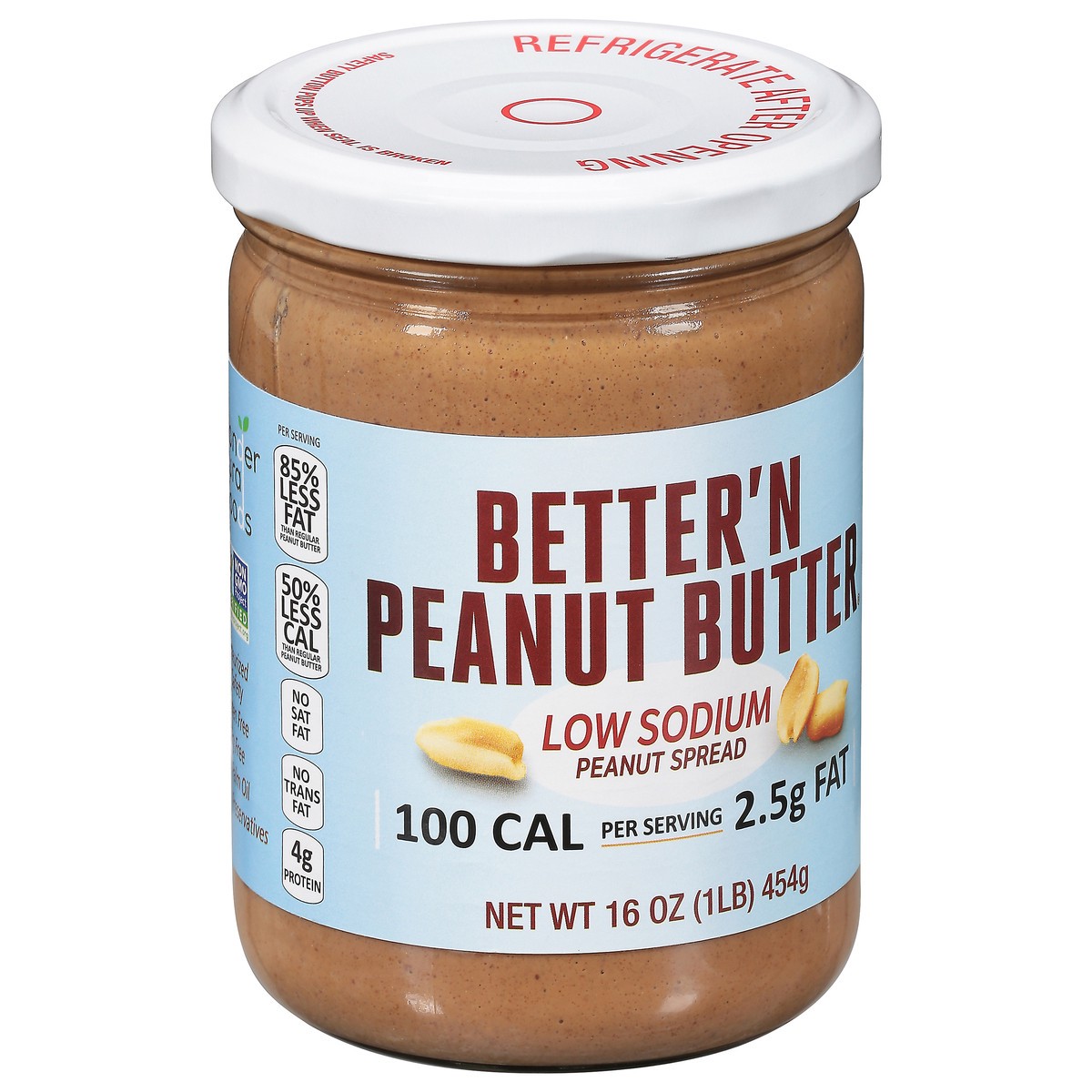 slide 2 of 9, Better'n Peanut Butter Low Sodium Peanut Spread 16 oz, 16 oz